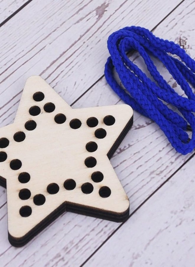 Curious Button Wood Lacing Toy - Educational Sewing Kit for Toddlers and Kids - Natural Star Shape Learning Fine Motor Skills - Travel Gift - Image 1